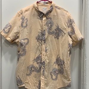 Guess button down dragon shirt peach Large